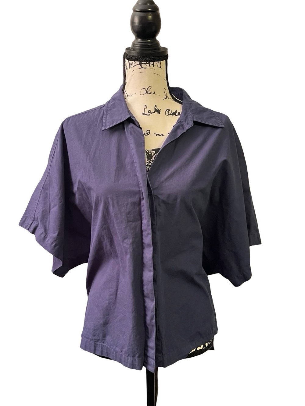 Monrow Poplin Blouse in Navy Size Large